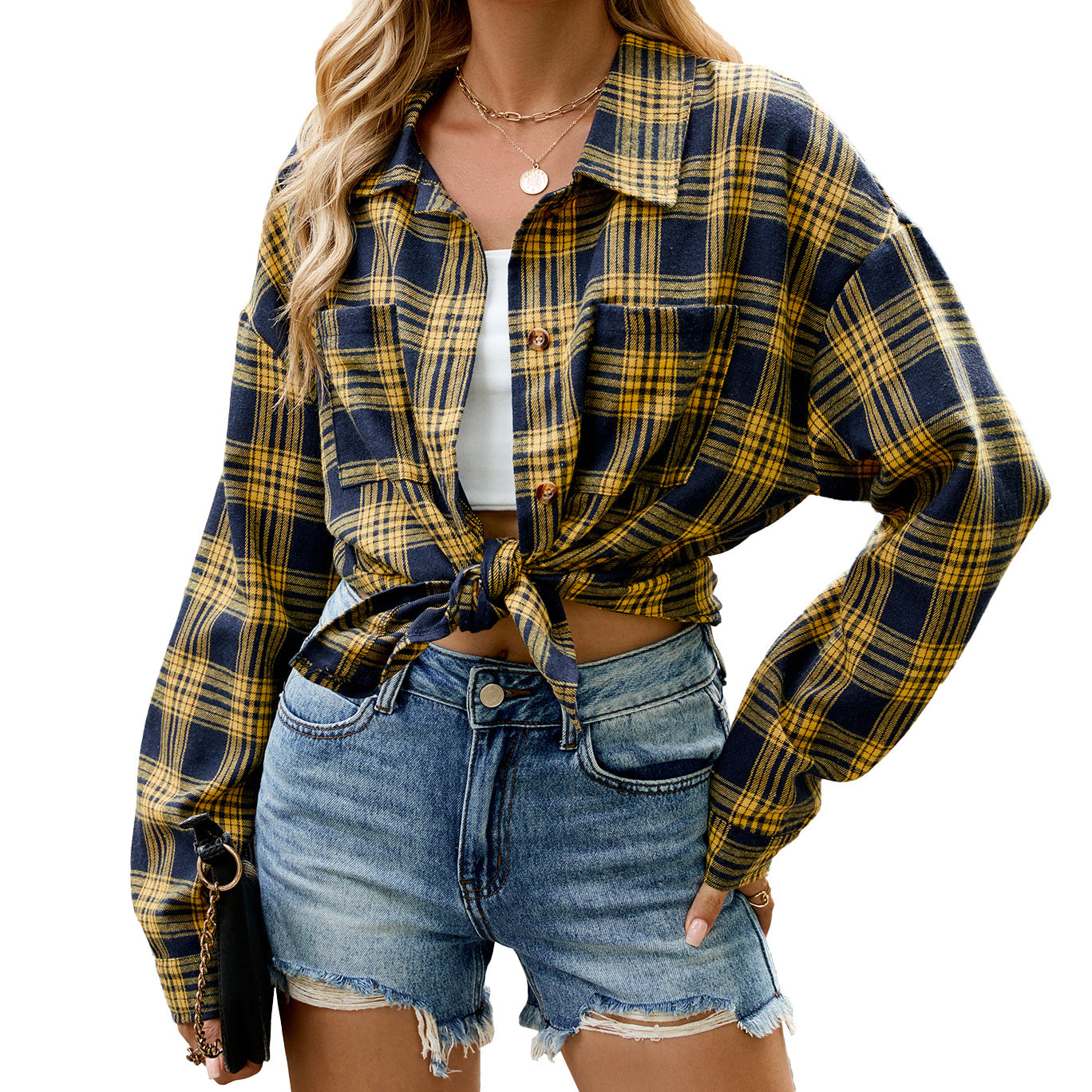 Long Sleeve Plaid Top