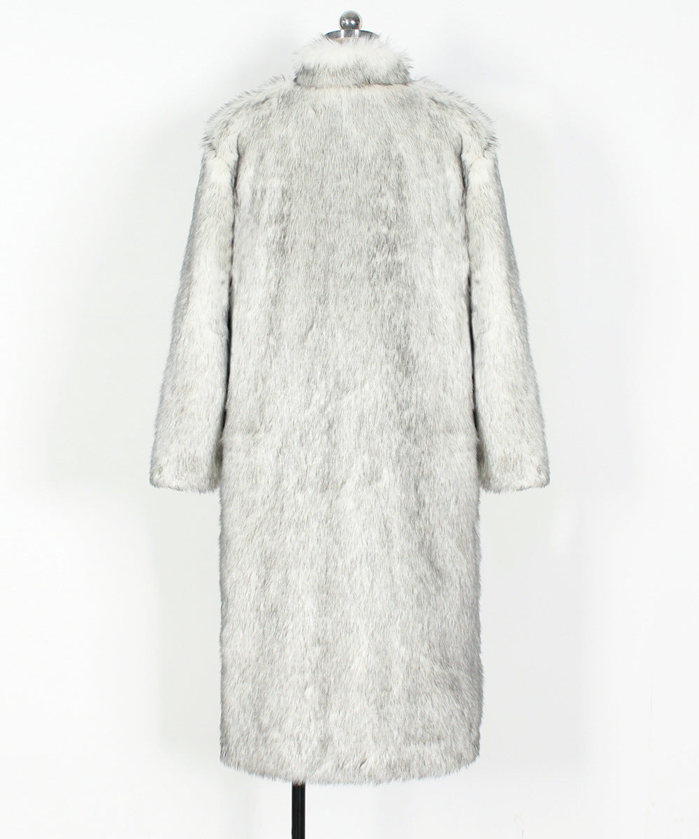 Faux Fur Long Trench Coat