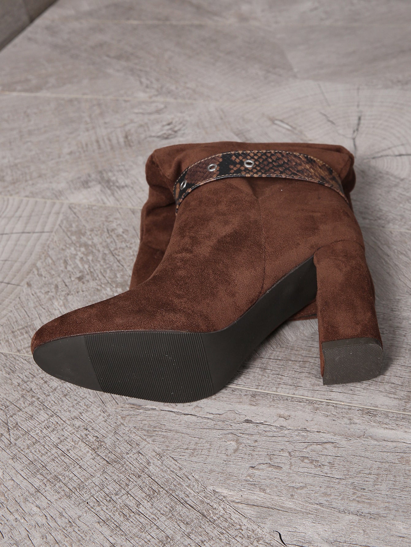 Autumn Winter Pile High Heel Slip On Boots