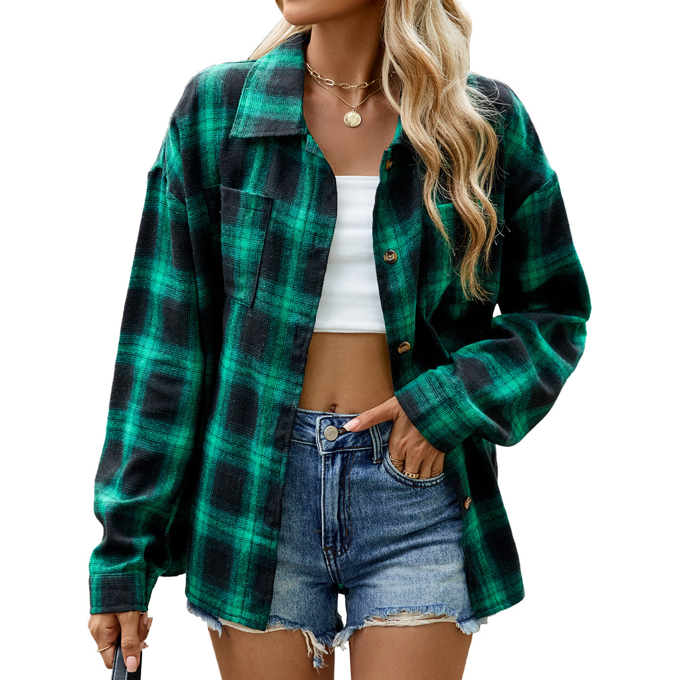 Long Sleeve Plaid Top