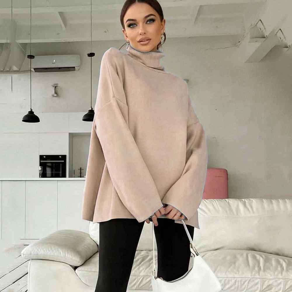 Knit High-neck Loose-fitting Basic Sweater