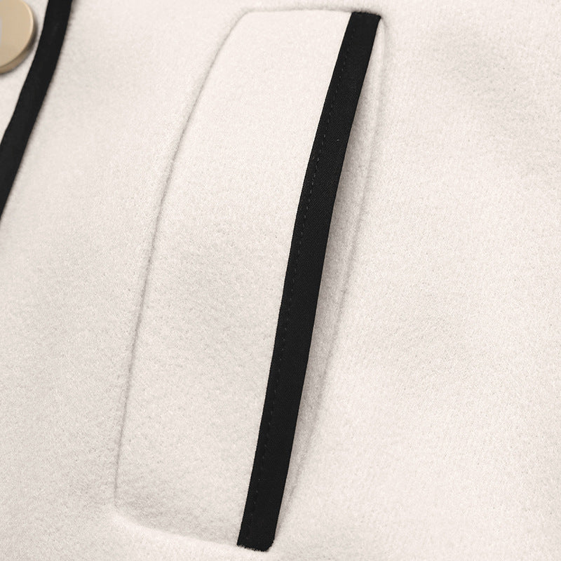 Simple Big Collared Edge Short Woolen Coat