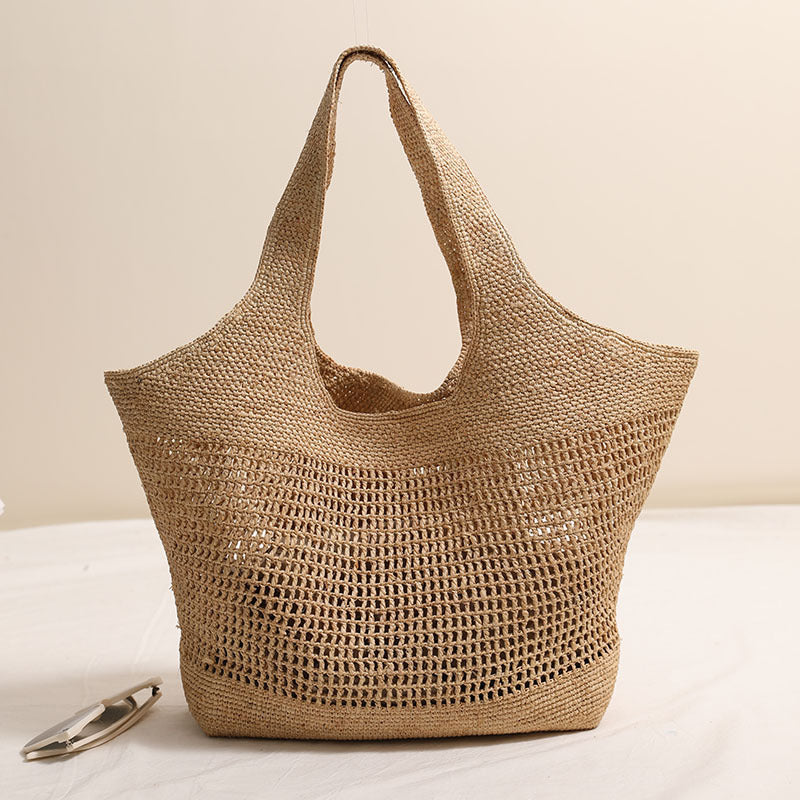 Large Capacity Raffia One Shoulder Straw Bag