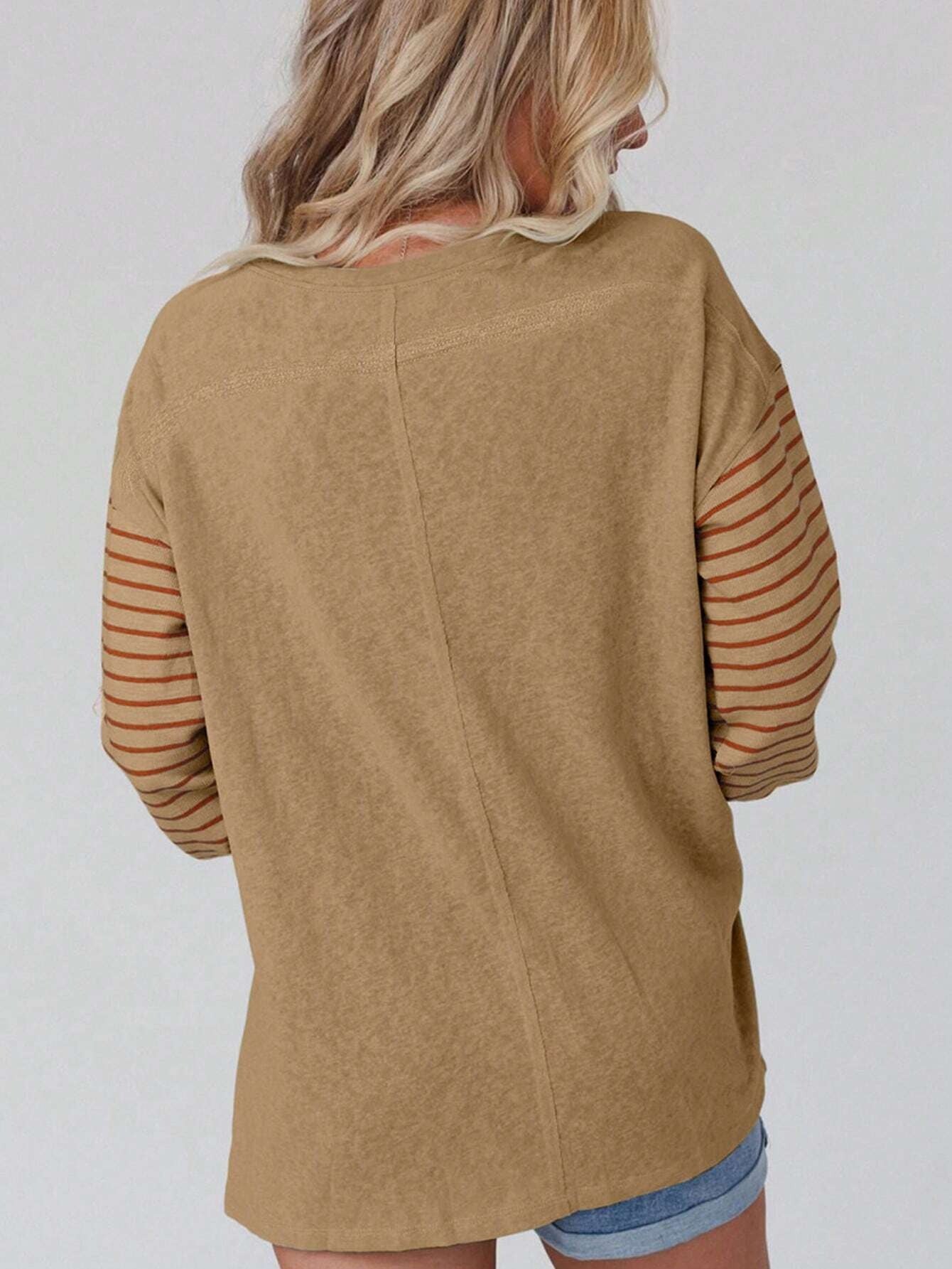 Long Sleeve Crew Neck Striped Pull Over