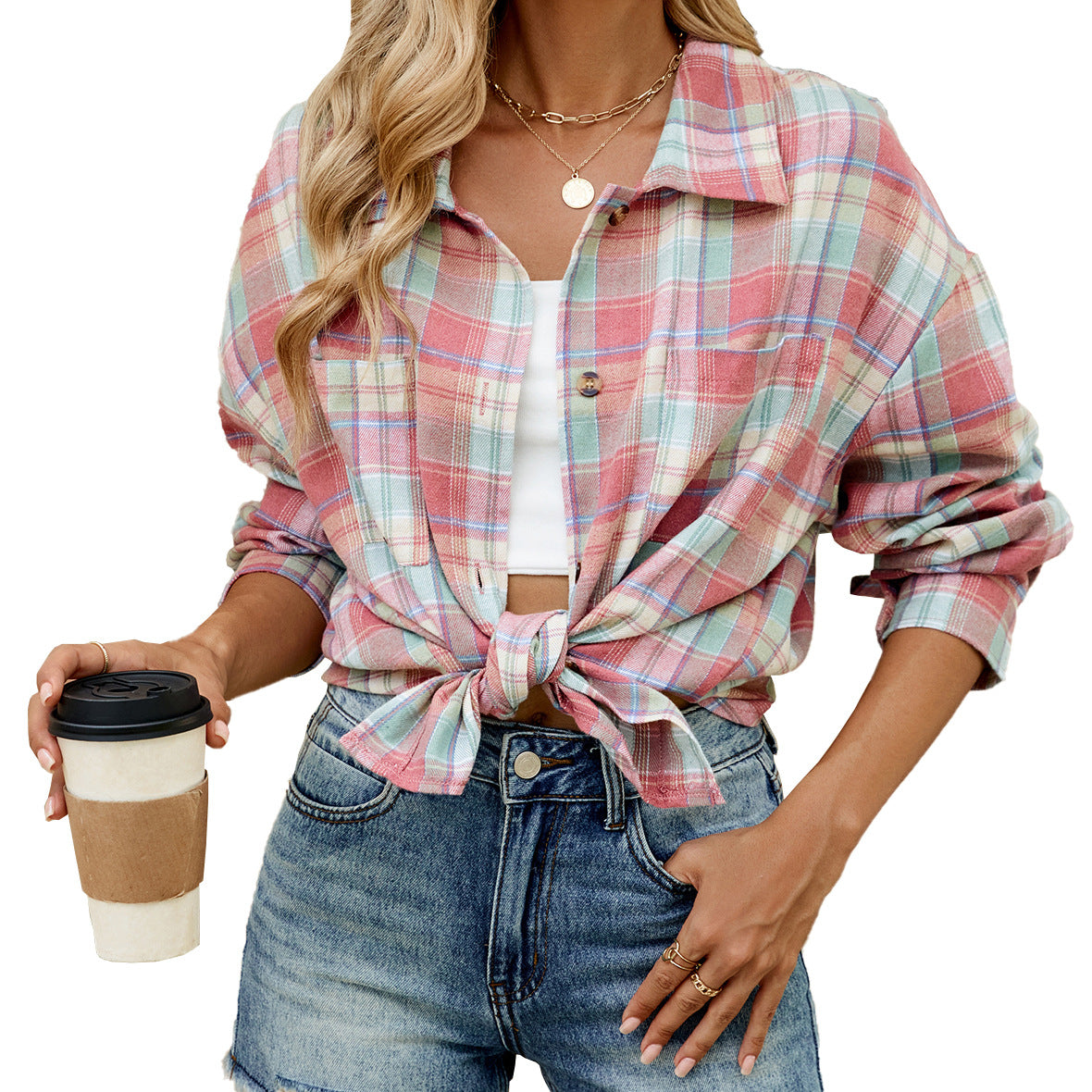 Long Sleeve Plaid Top