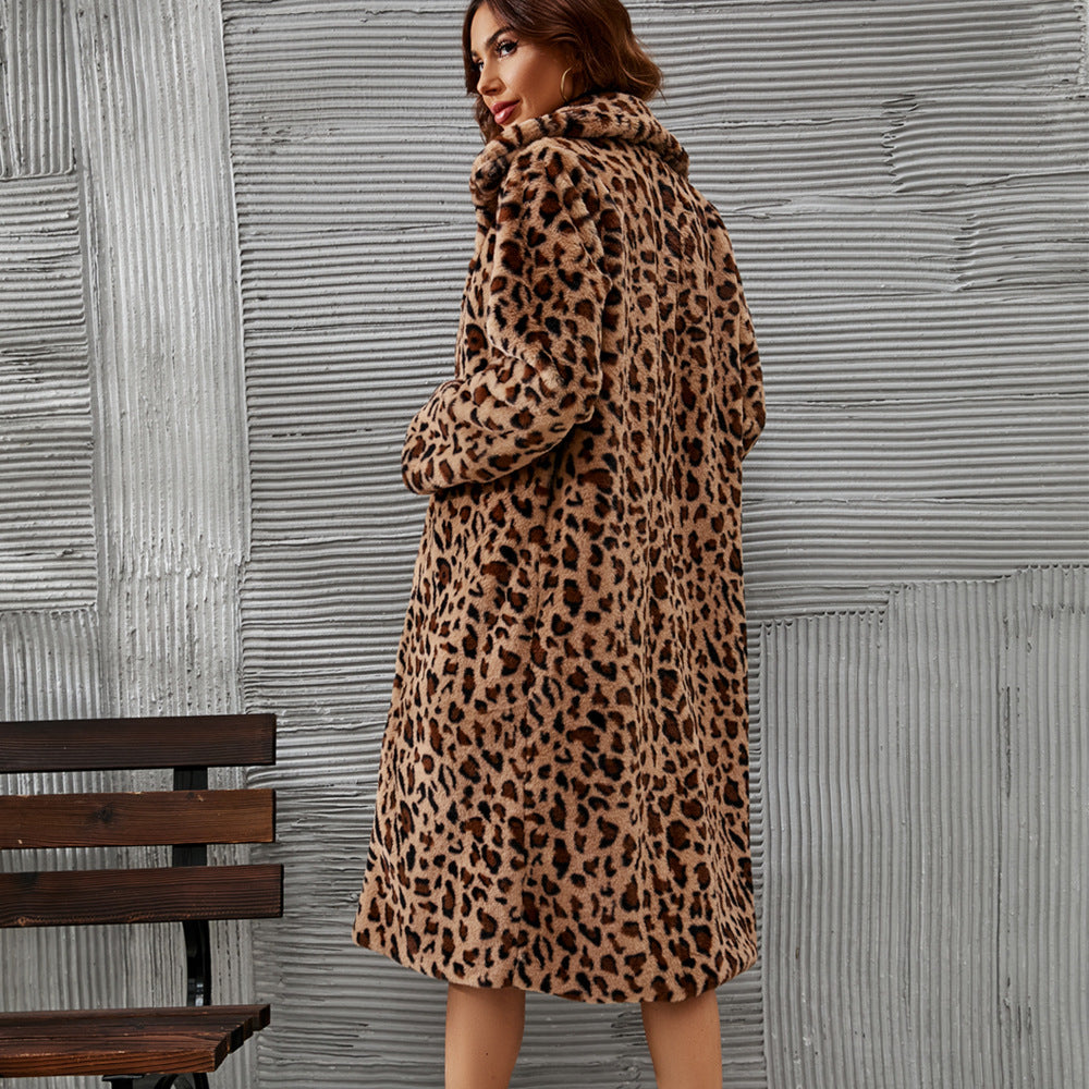 Square Collar Faux Fur Overcoat