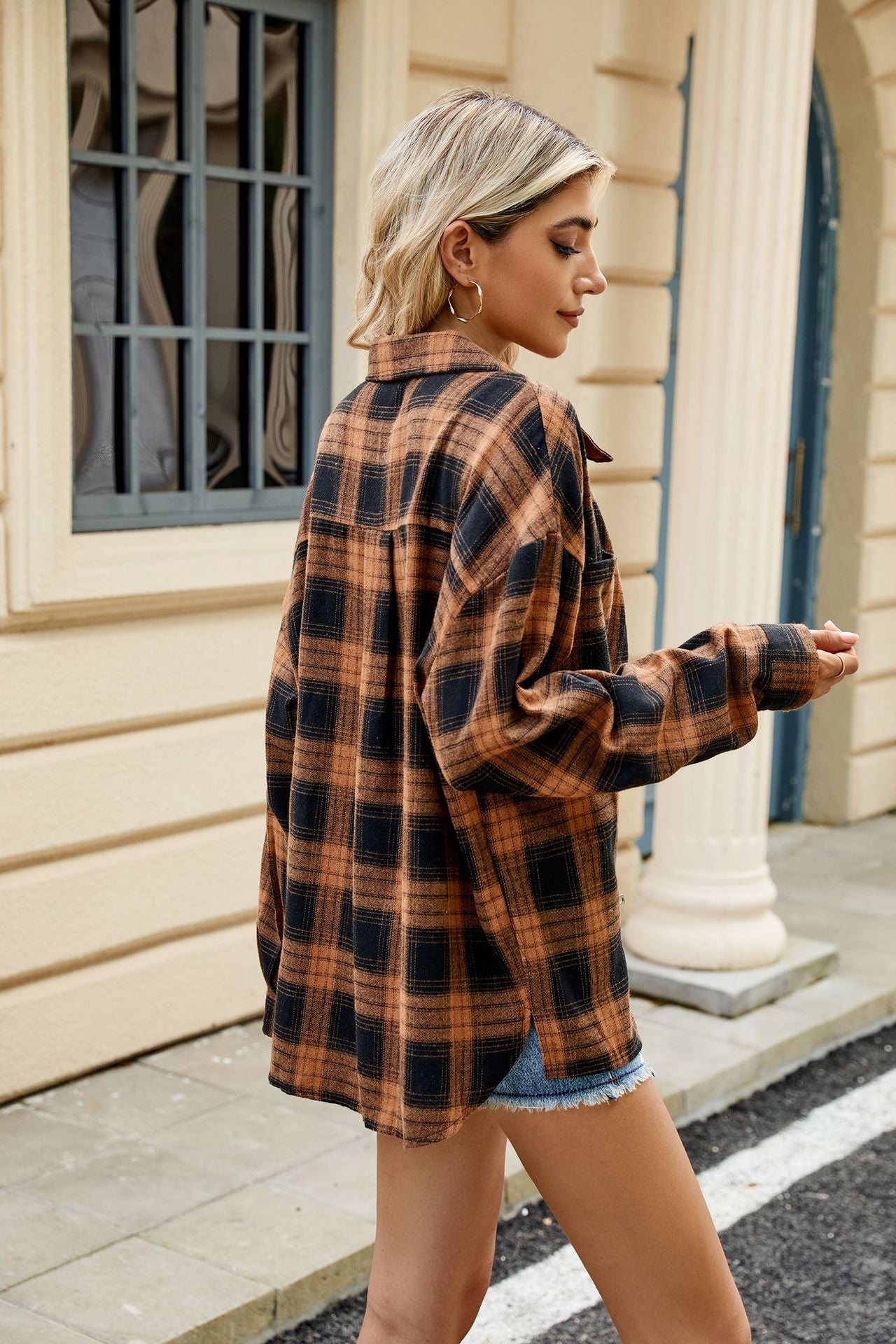 Long Sleeve Plaid Top