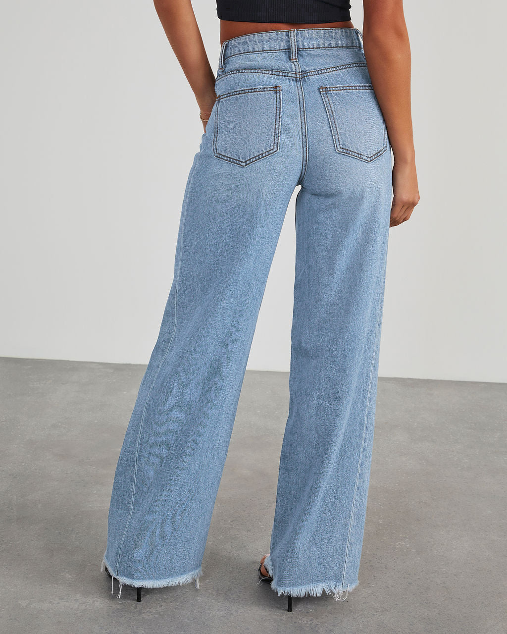 High Waist Straight Leg Mop Pants