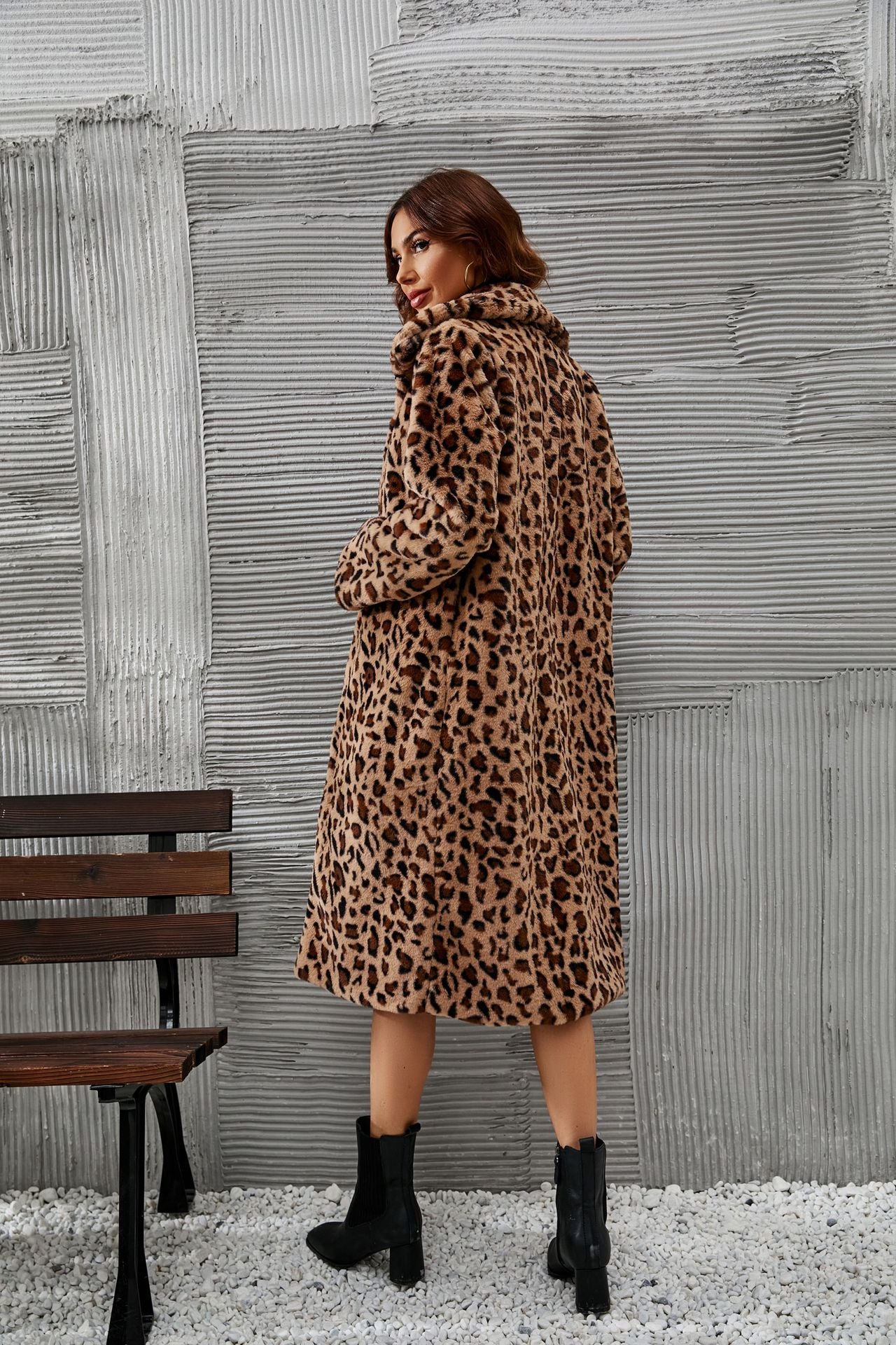 Square Collar Faux Fur Overcoat