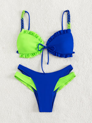 Split Color Bikini Swimsuit Rain