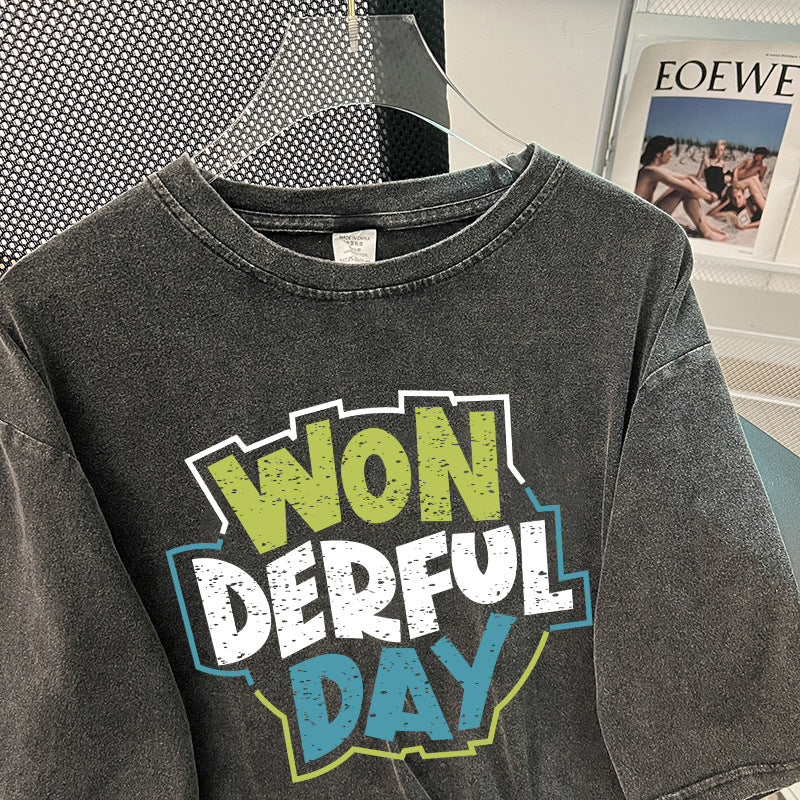 Wonderful Day Pure Cotton Retro T shirt