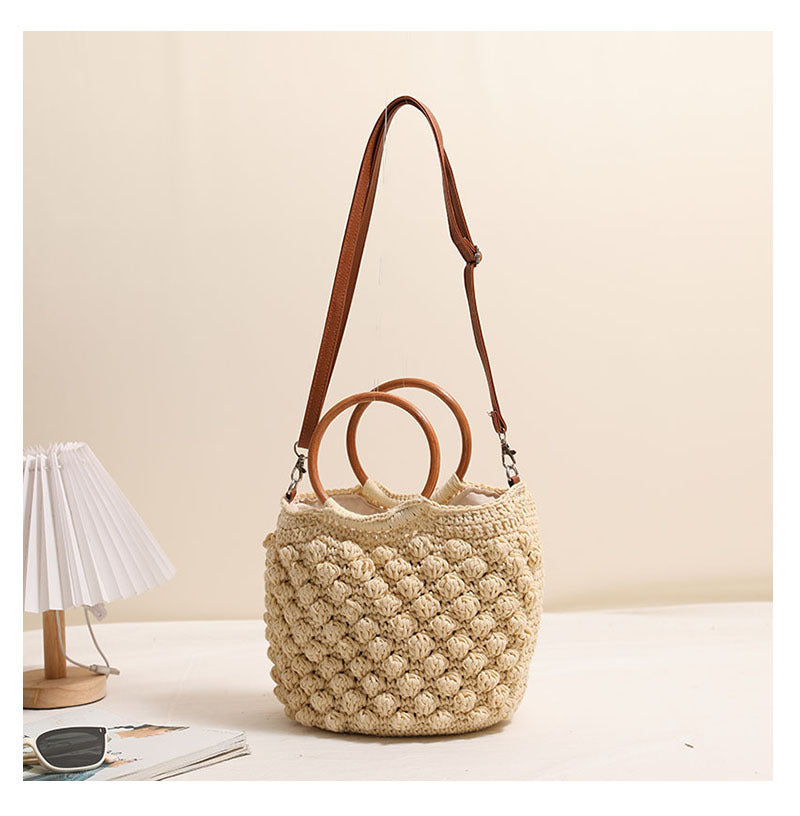 Beanie Crossbody Straw Bag