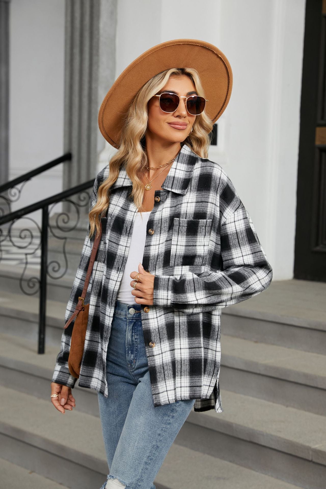 Long Sleeve Plaid Top