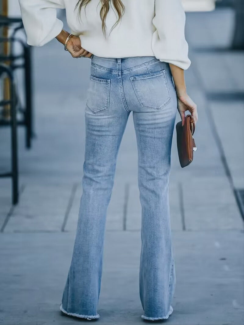 Bootleg High Waist Slim Blue Jeans