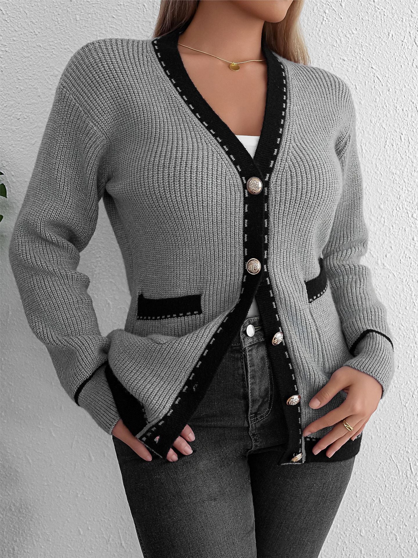 Casual Knitted Long Sleeve Cardigan
