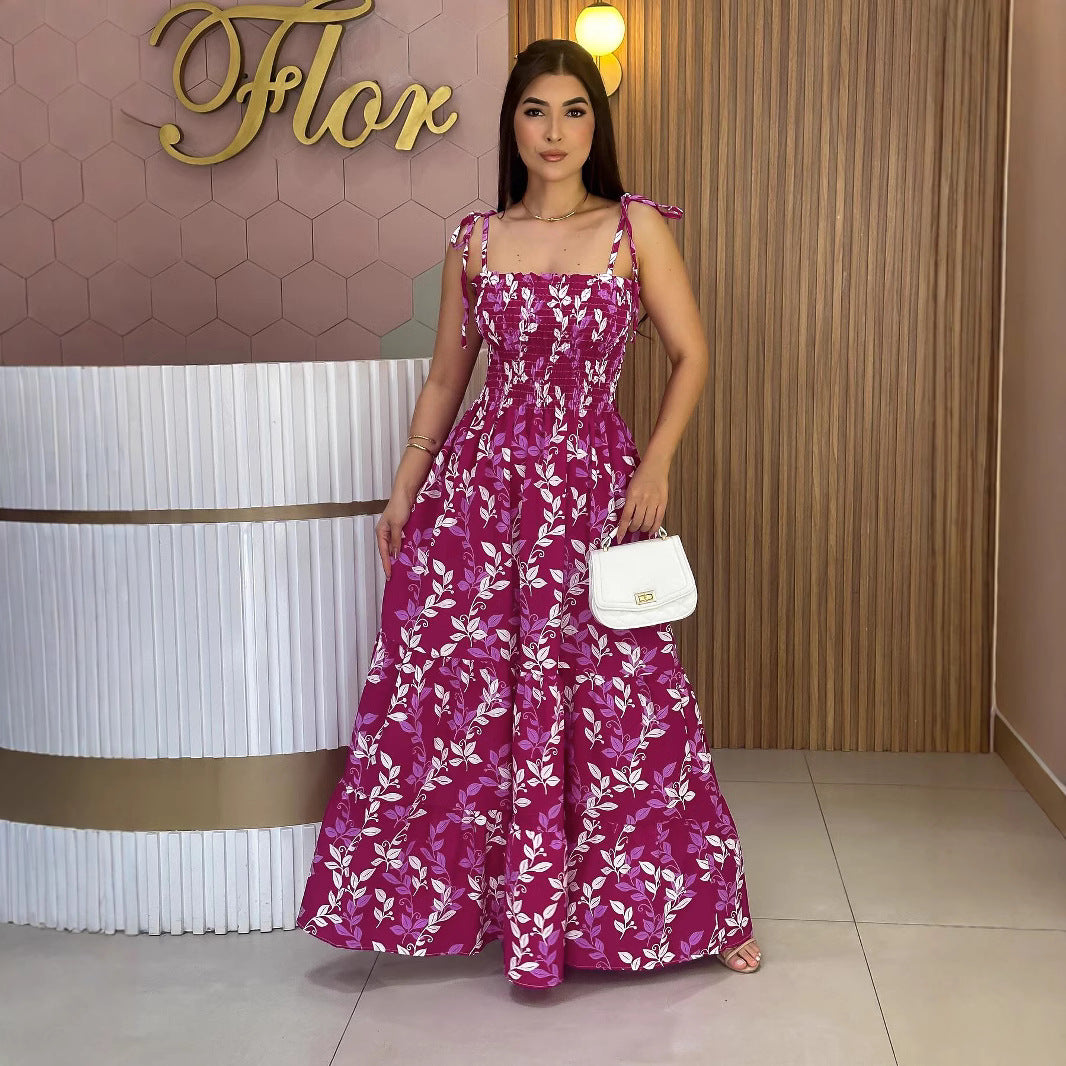 Women Casual Printed Sling Dress