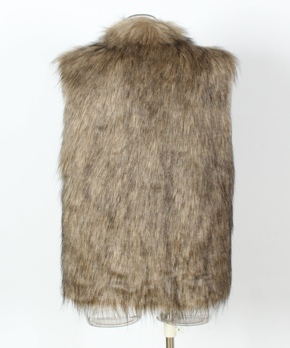 Stand Collar Faux Fur Vest