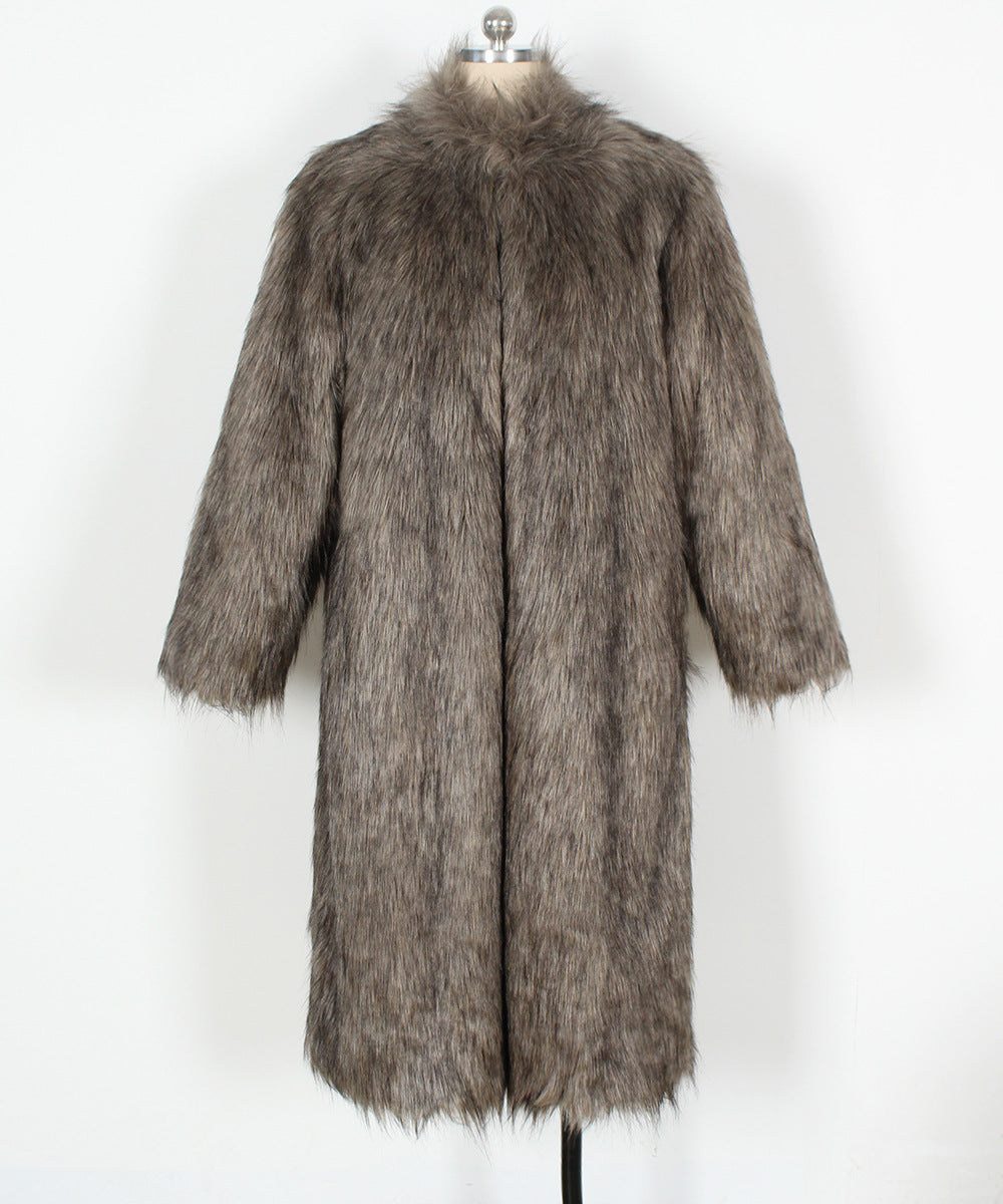 Faux Fur Long Trench Coat