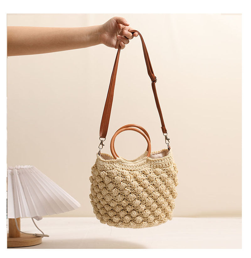 Beanie Crossbody Straw Bag