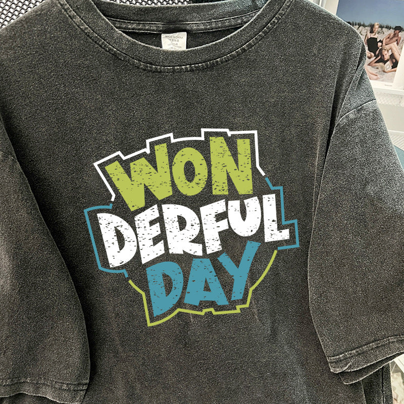 Wonderful Day Pure Cotton Retro T shirt