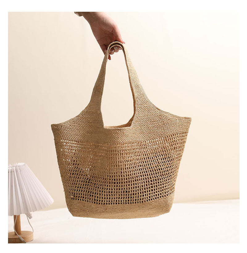 Large Capacity Raffia One Shoulder Straw Bag