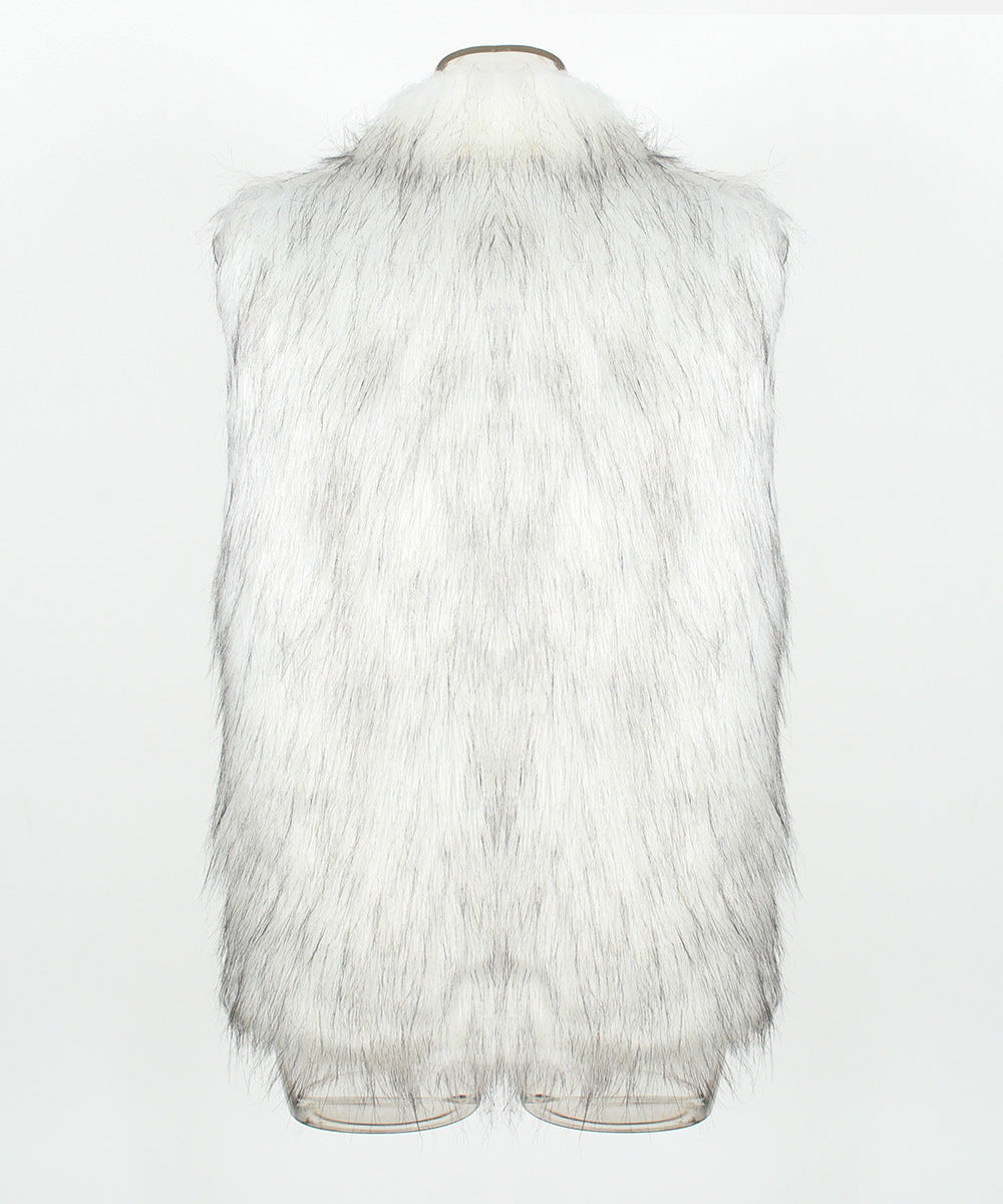 Stand Collar Faux Fur Vest