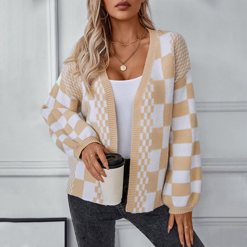 Loose Lantern Sleeve Knitted Cardigan