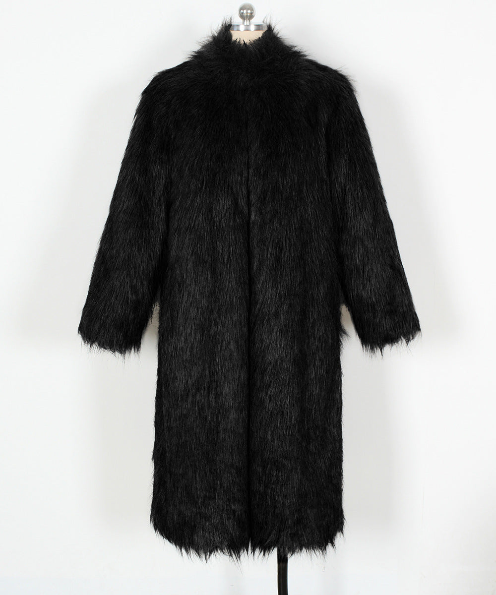 Faux Fur Long Trench Coat