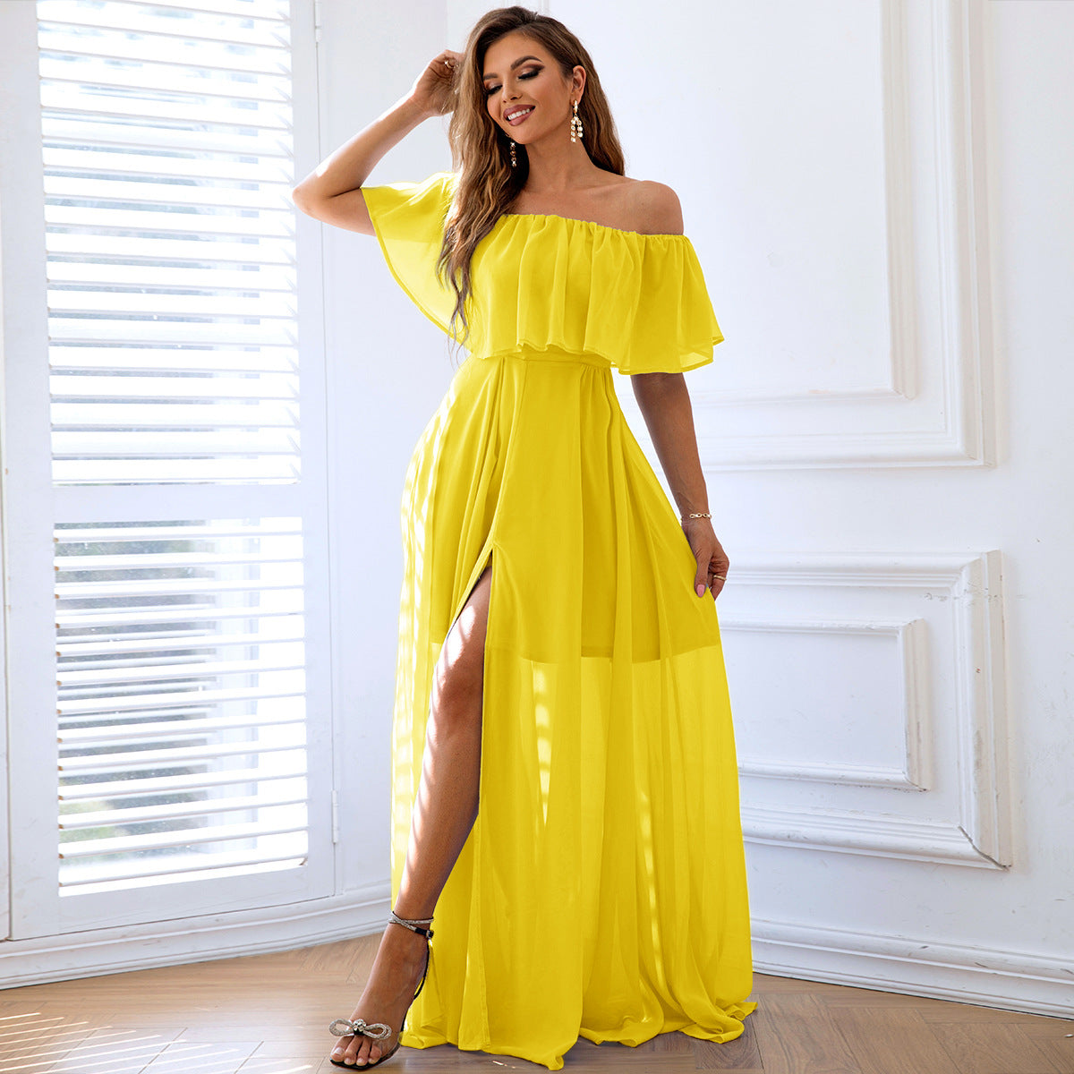 Off Shoulder Split Dress