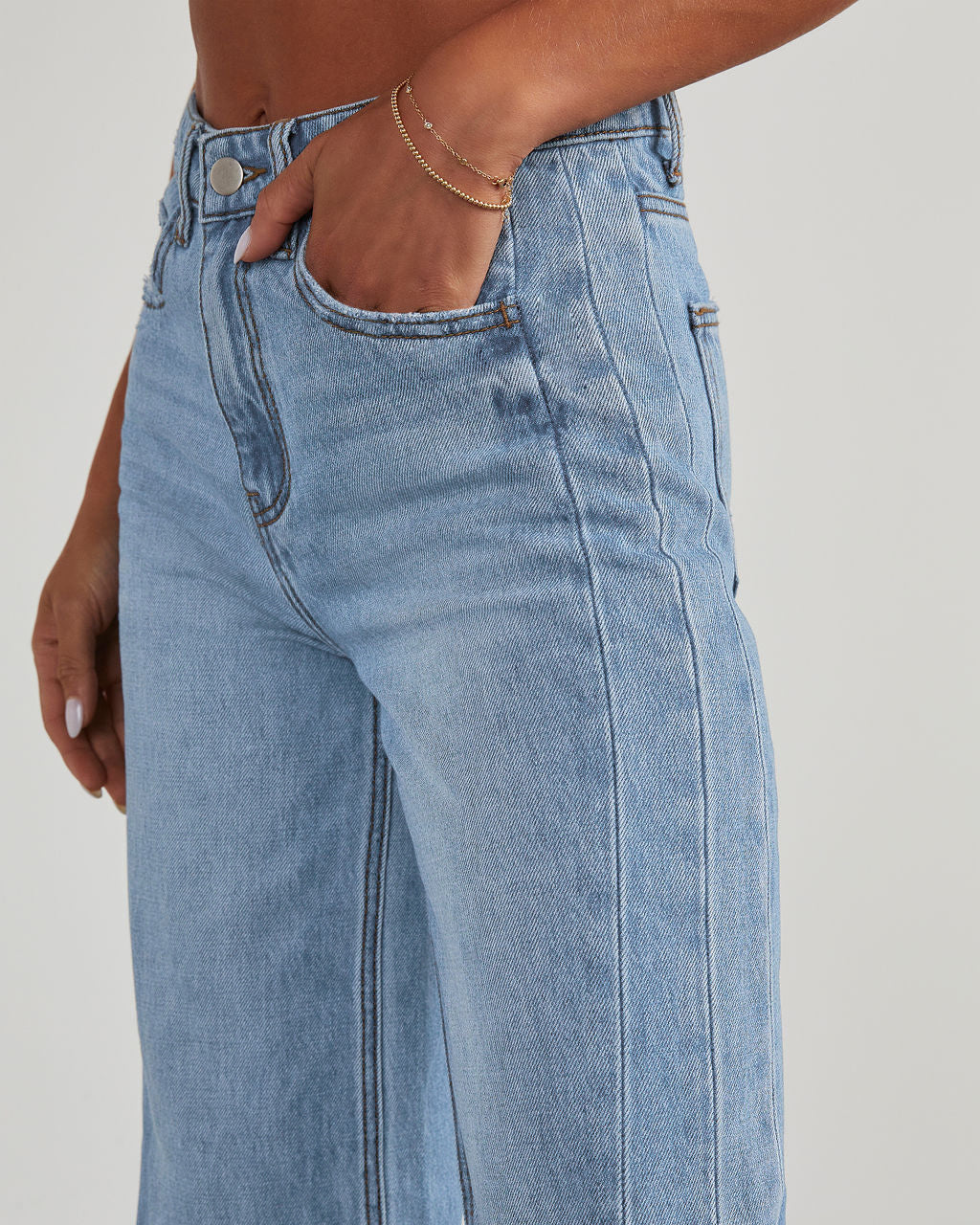 High Waist Straight Leg Mop Pants