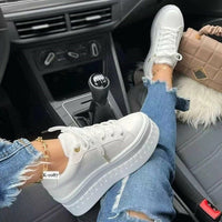 Casual Platform Women's Shoes Flat Womens Sneakers Silver Juneberry