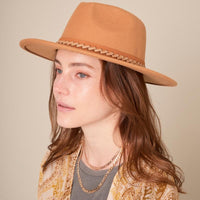 Braided Leather Strap Panama Hat Red Pine