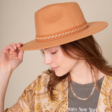 Braided Leather Strap Panama Hat Red Pine