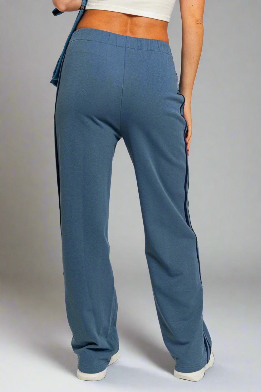 High Waisted Side Stripes Straight Track Sweatpants