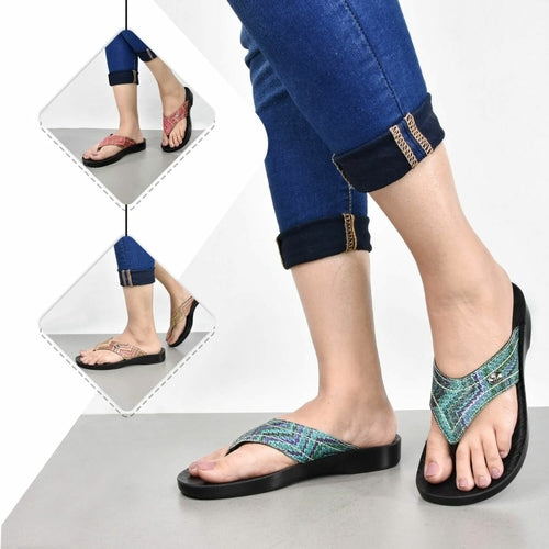 Aerosoft Jute Women’s Synthetic Leather Comfortable Thong Sandals Black Arachne