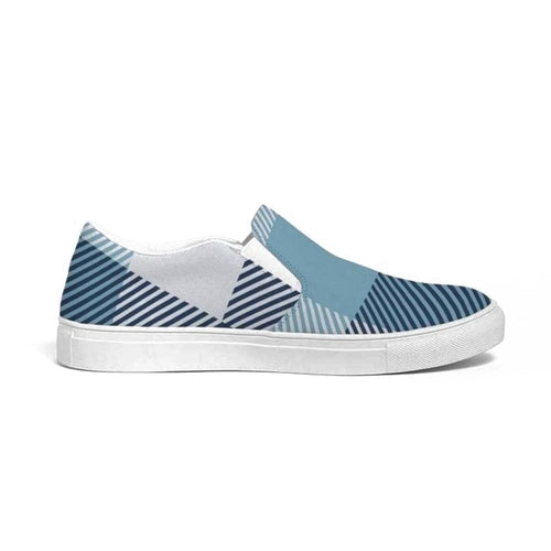 Men's Blue Plaid Low Top Slip-on Canvas Shoes