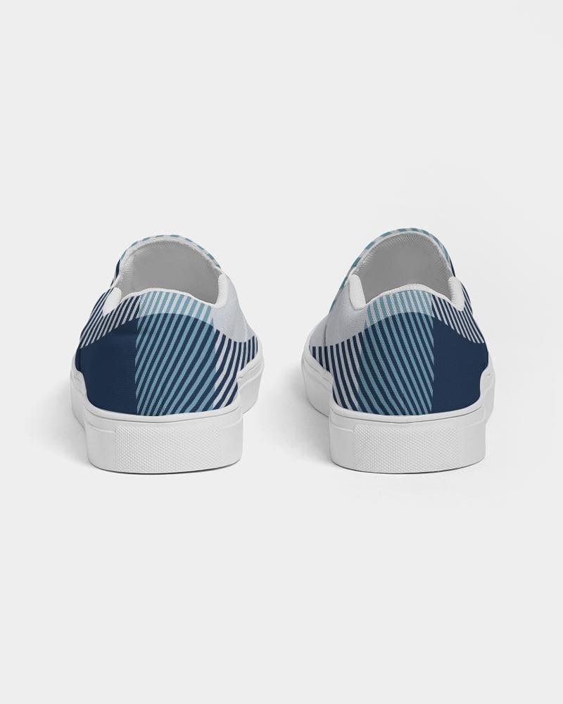 Men's Blue Plaid Low Top Slip-on Canvas Shoes