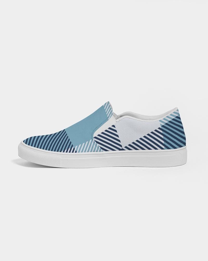 Men's Blue Plaid Low Top Slip-on Canvas Shoes