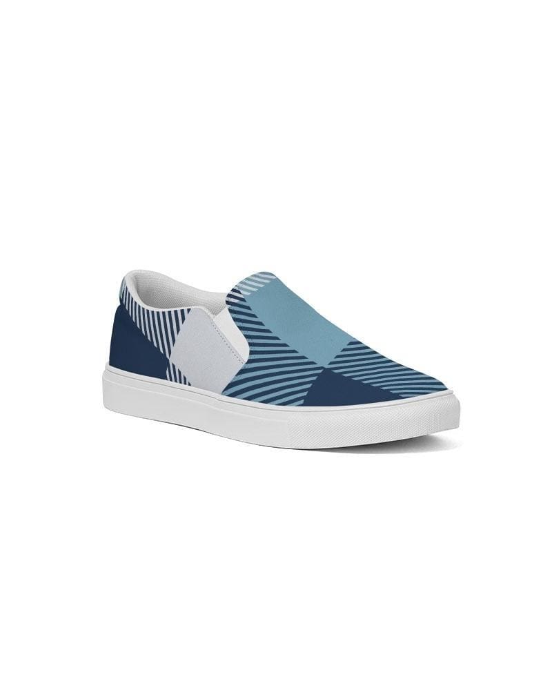 Men's Blue Plaid Low Top Slip-on Canvas Shoes