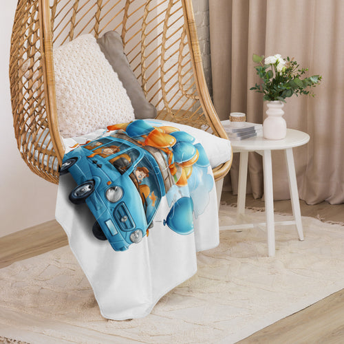 Family Van With Balloons Sherpa blanket MaddisonCo Inc