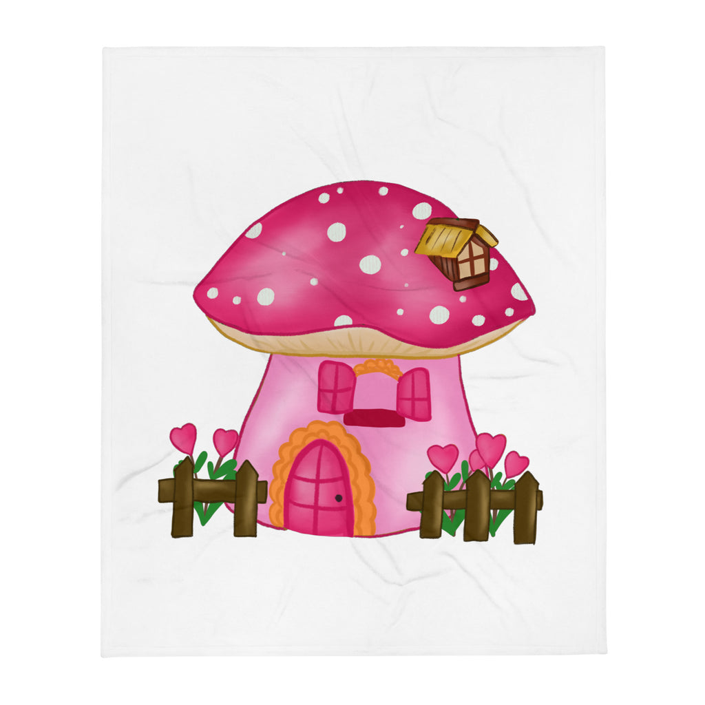 Pink Mushroom House Throw Blanket MaddisonCo Inc