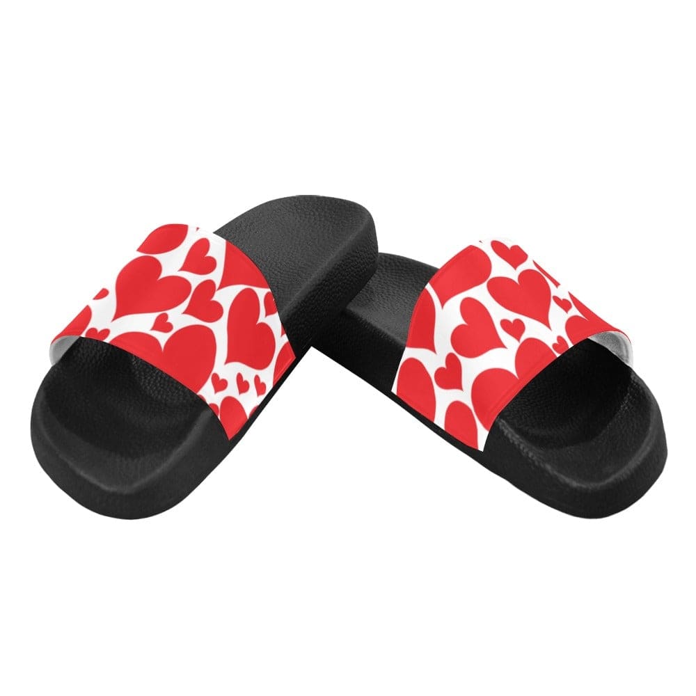 Womens Slide Sandals, Love Red Hearts