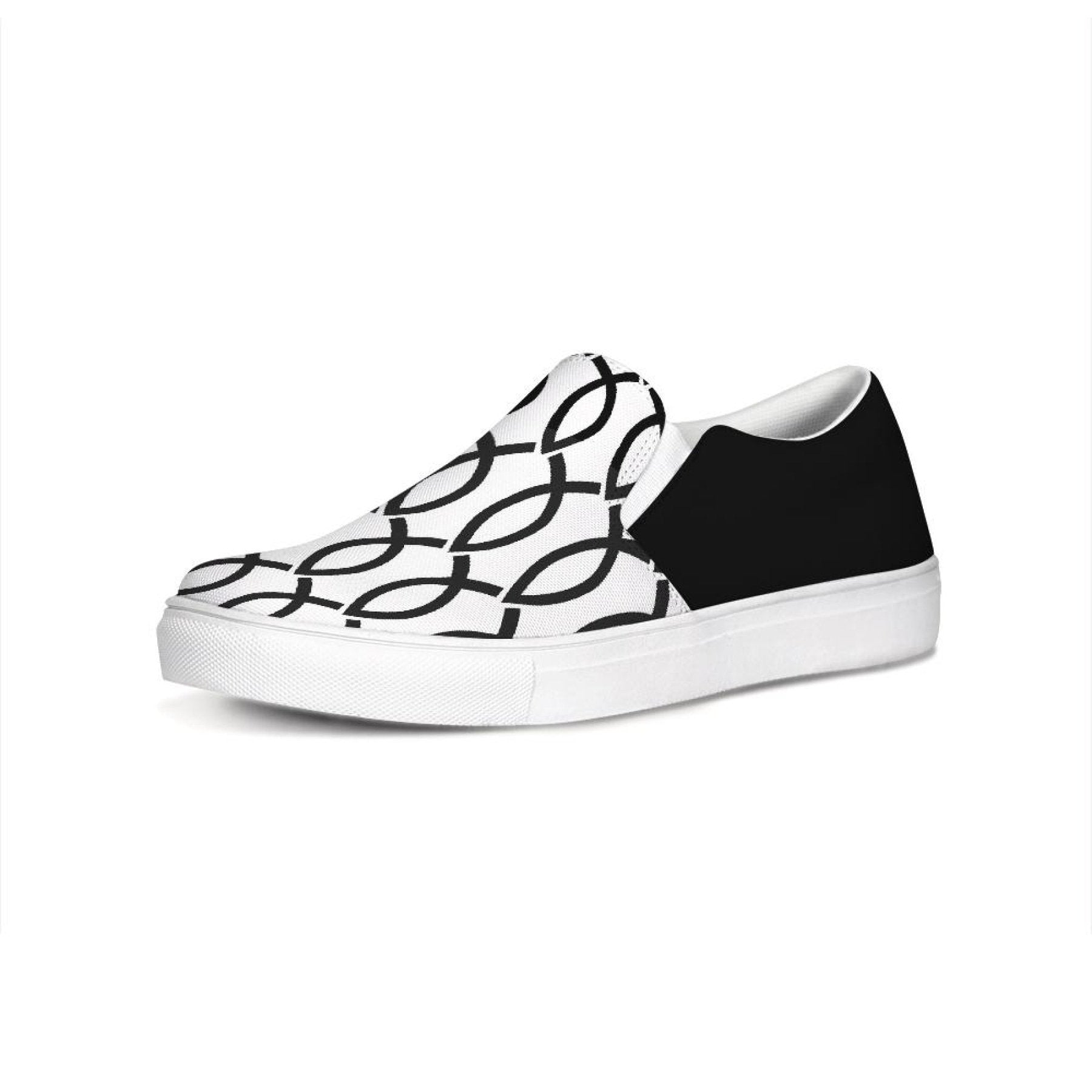 Black & White Canvas Slip On Shoes Grey Coco
