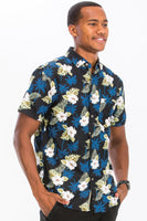 Hawaiian Print Button Down Shirt III Lime Milo