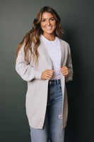 Open Front Cable Sleeve Long Cardigan Stay Warm In Style