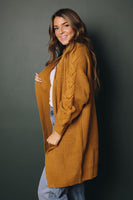 Open Front Cable Sleeve Long Cardigan Stay Warm In Style