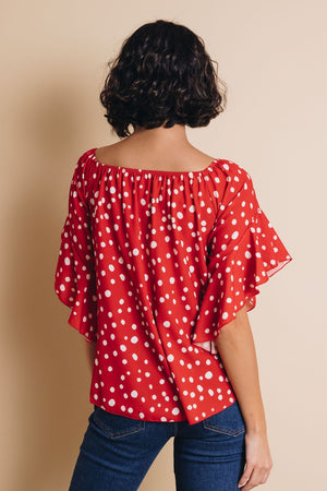 Home Bound Polka Dot Top Stay Warm In Style
