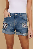 Uncovered Patched Denim Shorts Stay Warm In Style