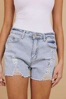 Face To Face Distressed Denim Shorts Stay Warm In Style