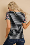 Rise Up Striped Floral Tee Stay Warm In Style